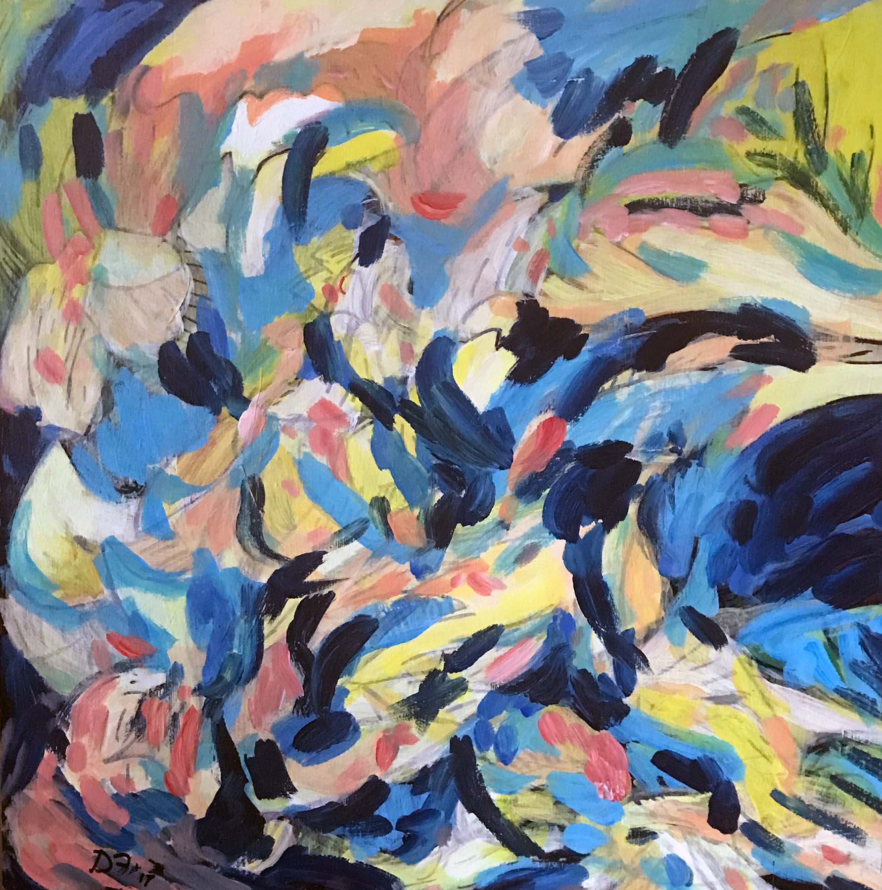 Acrylic and sharpie abstract painting - The Glare